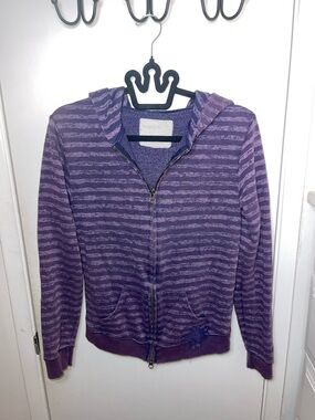 EUC Striped Purple Zip-Up Hoodie